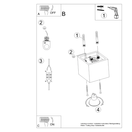 Plafonieră QUAD 1 aur