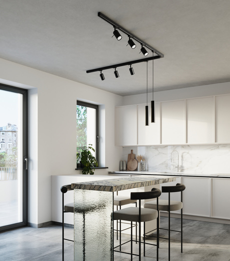 Plafonieră, 8 spoturi, sistem de șine trifazat, RING/LAGOS