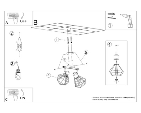 Plafonieră ARTEMIS 2 alb + 2x bec LED E14 4000K rece 7.5W 680lm