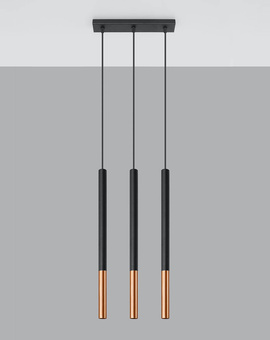 MOZAICA 3L negru / cupru lampă suspendată + 3x bec LED G9 3000K cald 4.5W 510lm