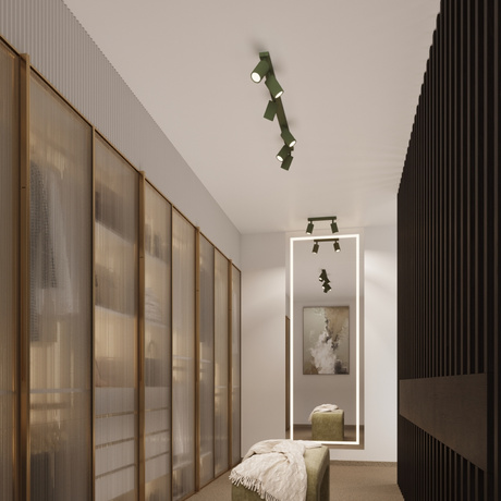 Plafonieră KARBON 4 verde măsliniu