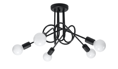 Candelabru SUPEŁ 5 negru + 5x bec LED E27 4000K rece 7,5W 650lm