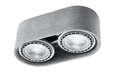 Plafonieră BASIC 2 beton + 2x bec LED GU10 AR111 3000K Warm 12W 800lm
