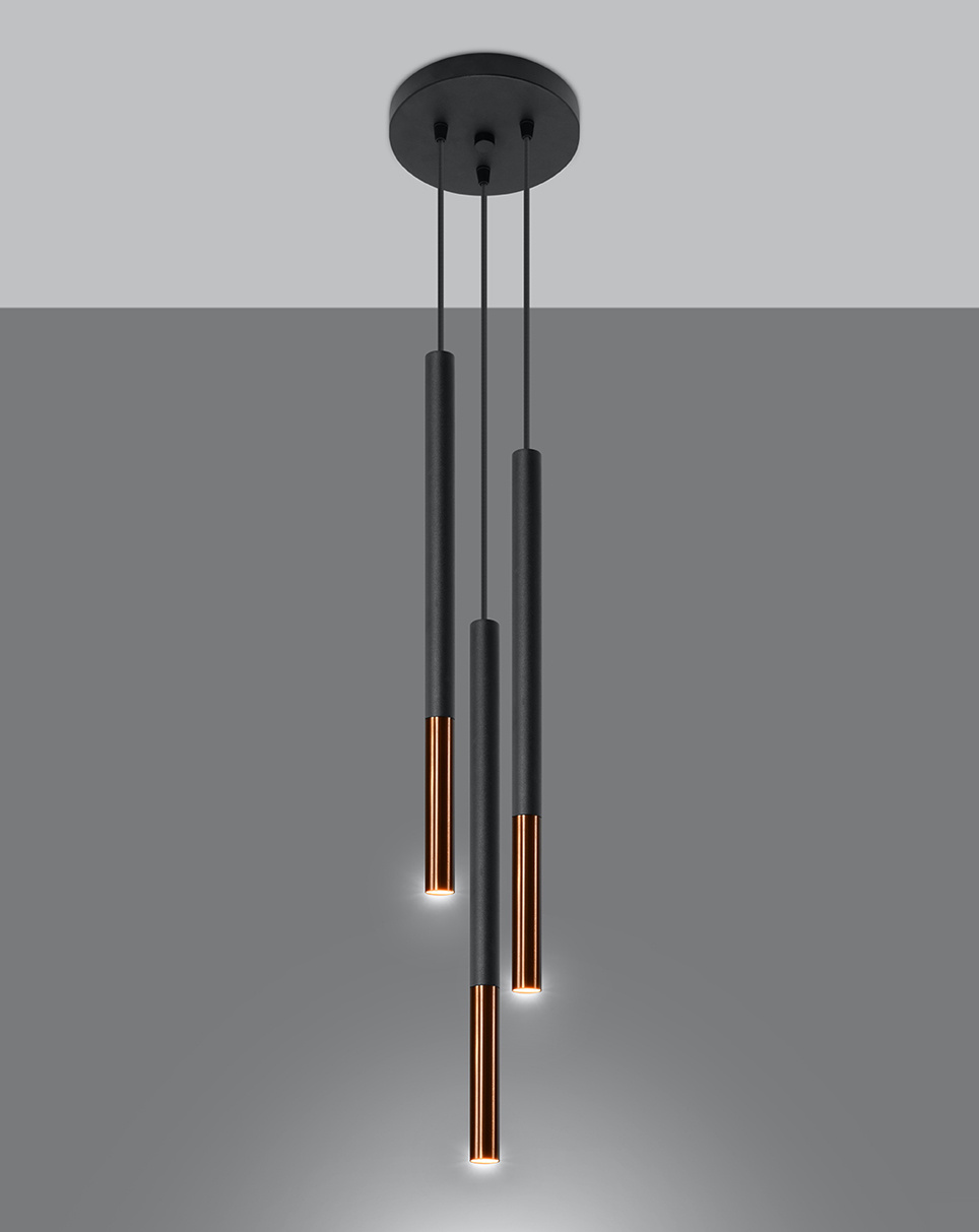 MOZAICA 3P negru / cupru lampă suspendată + 3x bec LED G9 4000K rece 4,5W 530lm