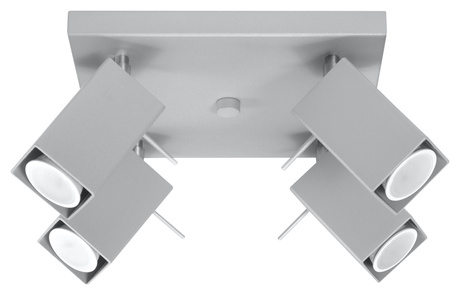 Plafonieră MERIDA 4 gri + 4x bec LED GU-10 3000K Warm 7W 620lm