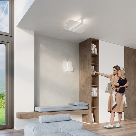 MASSIMO lampă de tavan alb + 2x bec LED E27 3000K cald 7.5W 620lm