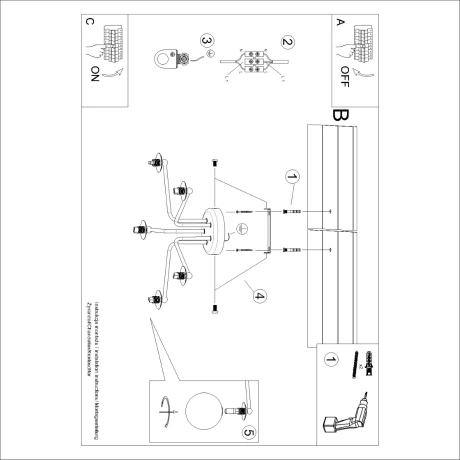 Candelabru ASTRAL 5 alb