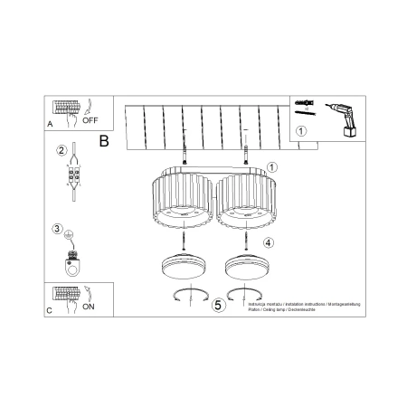 Plafonieră AURA 2 burgundy Gx53