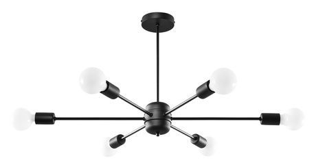 Candelabru LANGO 6 negru + 6x bec LED E27 4000K rece 7,5W 650lm