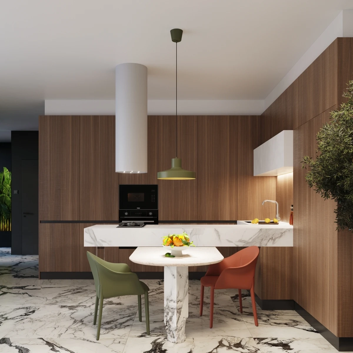 Lampă suspendată BILO verde măsliniu