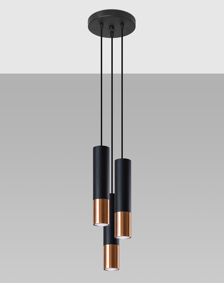 LOOPEZ 3P negru / cupru lampă suspendată + 3x GU-10 3000K cald 7W 620lm bec LED