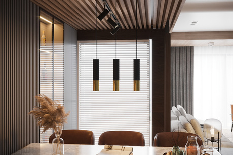 LOOPEZ 2 negru / aur lampă suspendată + 2x GU-10 3000K cald 7W bec LED 620lm