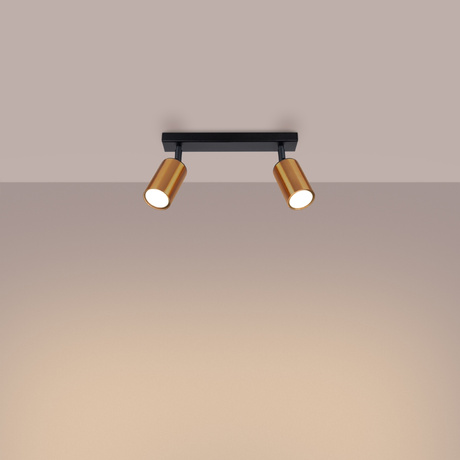 Plafonieră WINX 2 negru / cupru + 2x bec LED GU-10 4000K rece 7W 530lm