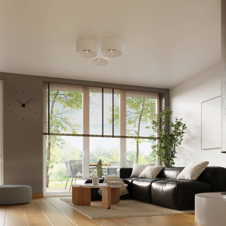 Plafonieră TELESTO alb/maro deschis + 1x bec LED E27 3000K cald 7.5W 620lm