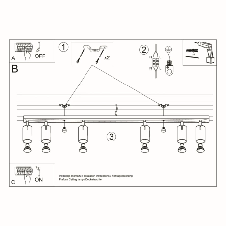Plafonieră RING 6L alb