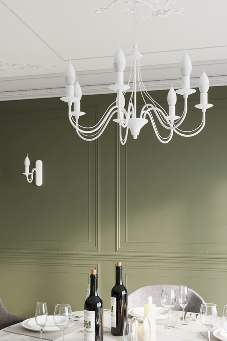 Candelabru MINERWA 5 alb + 5x bec LED E14 4000K rece 7.5W 650lm