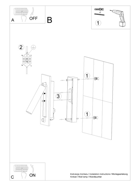 ENIF lampă de perete negru + 1x bec LED G9 3000K cald 4.5W 510lm