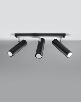 Plafonieră DIREZIONE 3 negru + 3x bec LED GU-10 4000K Rece 7W 630lm