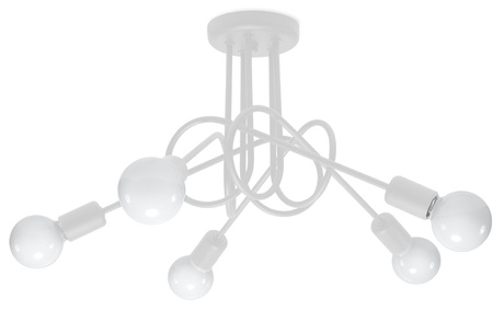Candelabru SUPEŁ 5 alb + 5x bec LED E27 4000K rece 7,5W 650lm