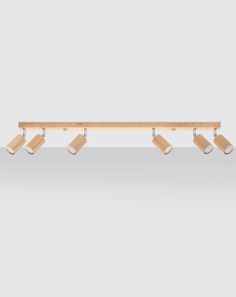 Plafonieră BERG 6 lemn natural + 6x bec LED GU-10 4000K Cold 7W 630lm