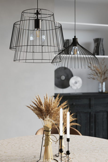 GATE lampă suspendată negru + 1x bec LED E27 4000K rece 7,5W 650lm