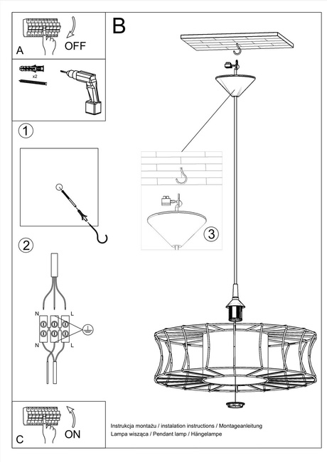 Lampa wisząca SALERNO biała