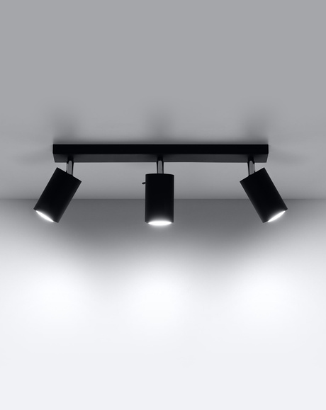 Plafonieră RING 3L negru + 3x bec LED GU-10 4000K rece 7W 630lm