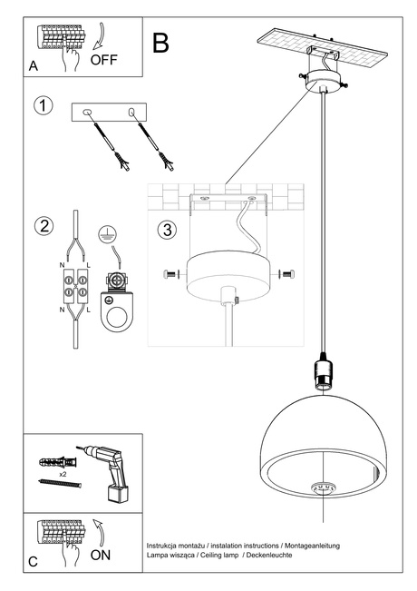 Lampă suspendată PABLITO + 1x bec LED E27 3000K Warm 7,5W 620lm
