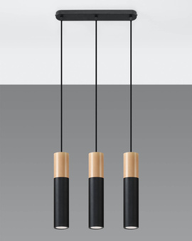 PABLO 3 lampă suspendată negru + 3x bec LED GU-10 4000K rece 7W 630lm