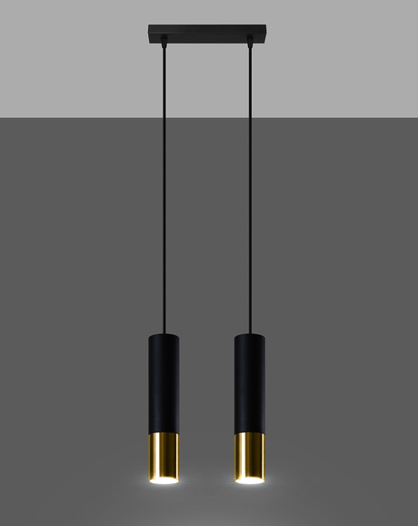 LOOPEZ 2 negru / aur lampă suspendată + 2x GU-10 4000K rece 7W 630lm bec LED