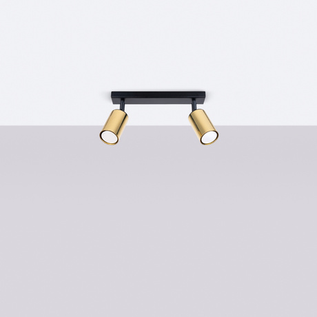 Plafonieră WINX 2 negru / auriu + 2 becuri LED GU-10 3000K Warm 7W 510lm