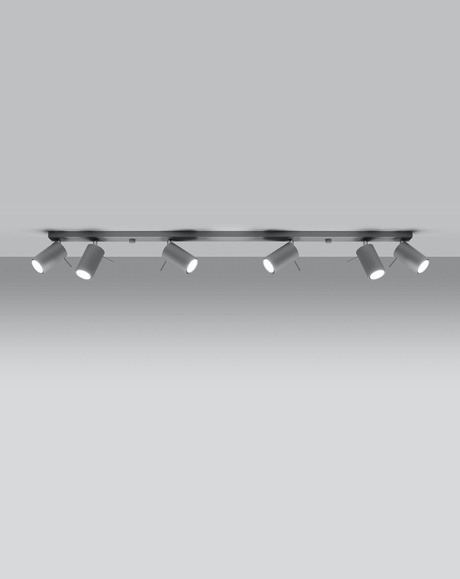Plafonieră RING 6L gri + 6x bec LED GU-10 3000K Warm 7W 620lm