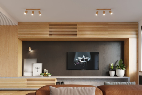 Plafonieră BERG 2 lemn natural + 2x bec LED GU-10 3000K Warm 7W 620lm