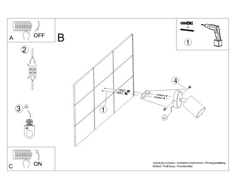 Lampă de perete LEMMI 1 negru + 1x bec LED GU-10 4000K rece 7W 530lm