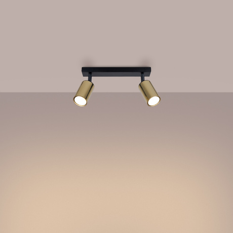 Plafonieră WINX 2 negru / auriu + 2x bec LED GU-10 4000K rece 7W 530lm