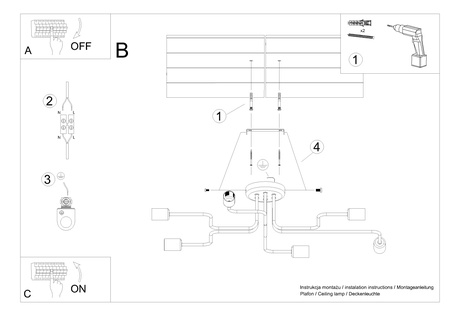 Candelabru VECTOR 6 negru + 6X bec LED E27 3000K 7W 760lm