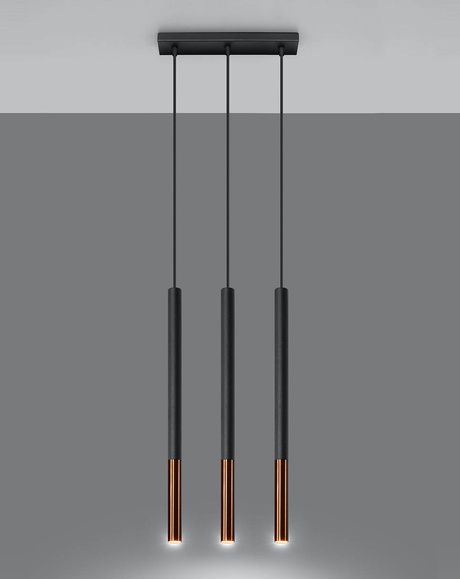 MOZAICA 3L negru / cupru lampă suspendată + 3x bec LED G9 3000K cald 4.5W 510lm