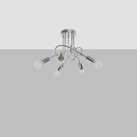 Candelabru SUPEŁ 5 crom + 5X bec LED E27 3000K 7W 760lm