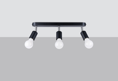 Plafonieră FORNES 3 negru + 3x bec LED E27 4000K Rece 7.5W 690lm