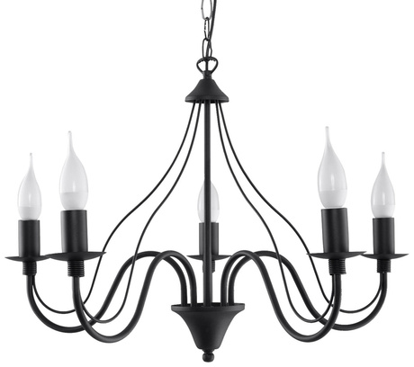 Candelabru MINERWA 5 negru + 5x bec LED E14 3000K cald 7.5W 620lm