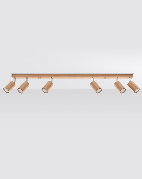 Plafonieră ZEKE 6 stejar + 6x bec LED GU-10 3000K Warm 7W 620lm