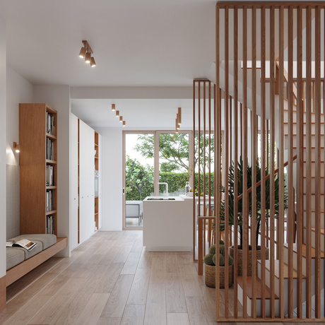 Plafonieră ZEKE 30 stejar + 1x bec LED GU-10 3000K Warm 7W 620lm