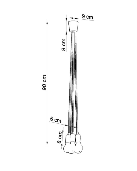 DIEGO 5 lampă suspendată negru + 5x bec LED E27 3000K Warm 7,5W 620lm