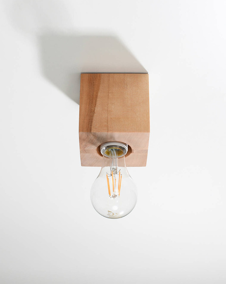 Plafonieră ARIZ lemn natural + 1x bec LED E27 3000K cald 7.5W 620lm