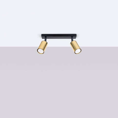 Plafonieră WINX 2 negru / auriu + 2 becuri LED GU-10 3000K Warm 7W 510lm