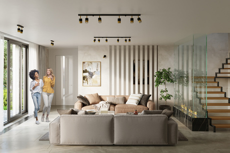 Plafonieră NERO 6 negru/gold + 6x bec LED GU-10 3000K Warm 7W 620lm