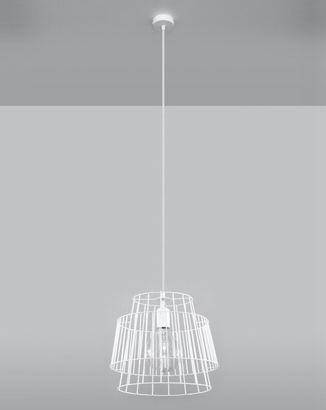 GATE lampă suspendată alb + 1x bec LED E27 4000K rece 7,5W 650lm