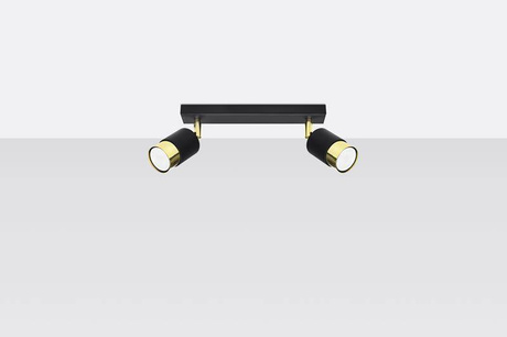 Plafonieră NERO 2 negru / auriu + 2x bec LED GU-10 4000K rece 7W 630lm