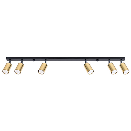 Plafonieră WINX 6L negru / auriu + 6x bec LED GU-10 4000K rece 7W 530lm