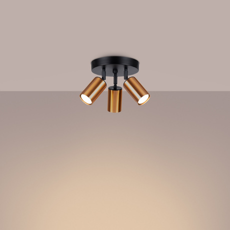 Plafonieră WINX 3P negru / cupru + 3x bec LED GU-10 3000K Warm 7W 510lm